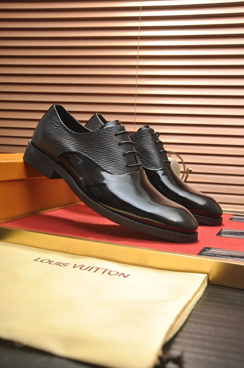 Men's shoes💰460💶【LOUIS VUITTON】(sheepskin lining) new cowhide LV formal shoes🎩🎩❗️🆘made one to one at the counter🎩original quality, imported cowhide upper➕full sheepskin lining➕original rubber outsole, {high quality visible}👣Size: 38-45 (45 custom-made)